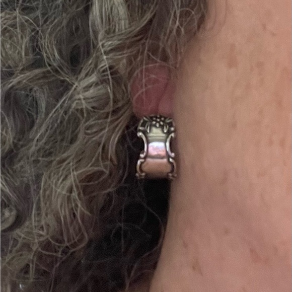 sterling silver half hoop post earrings (backs not included). 7 grams. Feminine - Picture 3 of 9